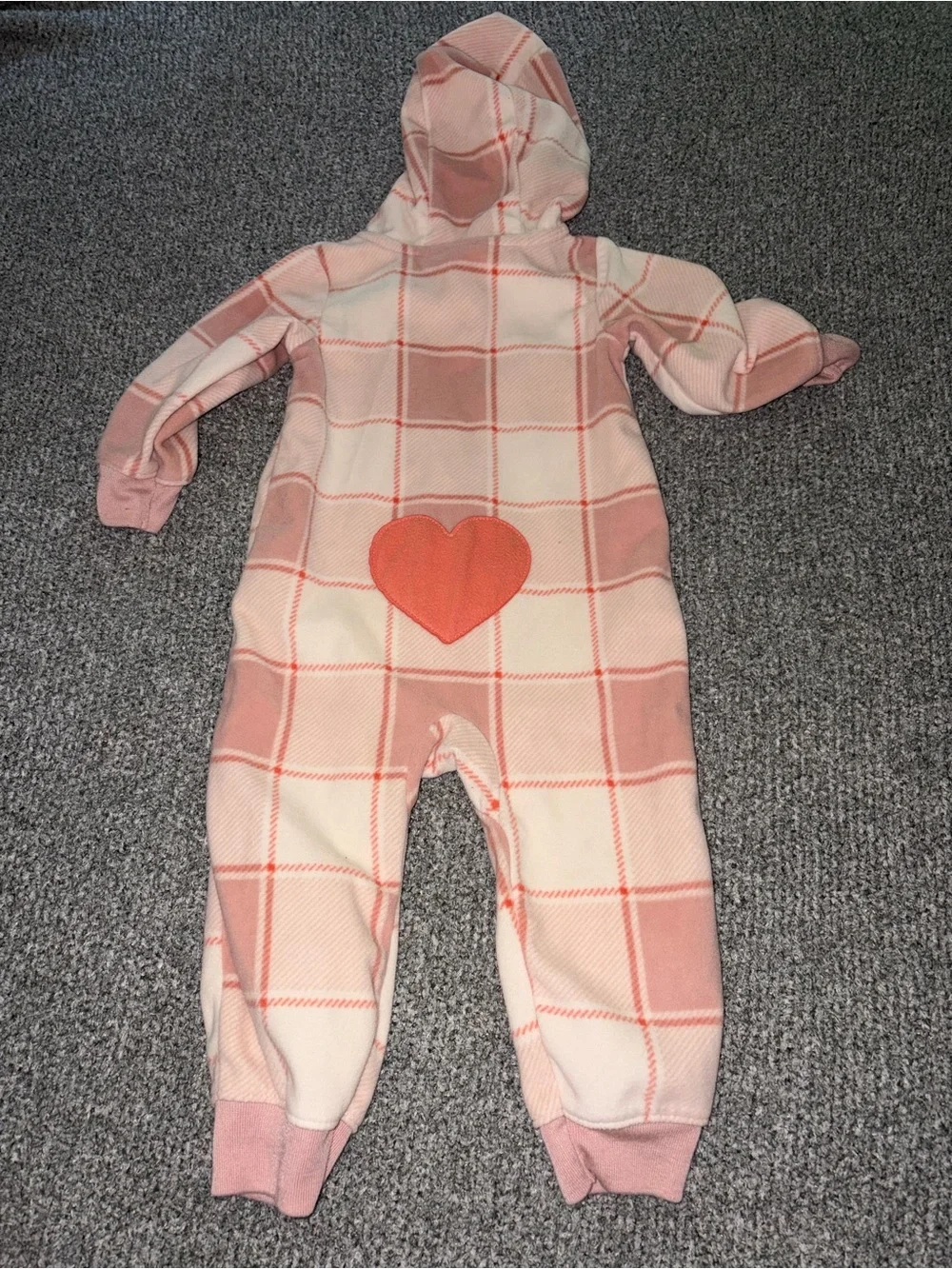 Carter's Pink Plaid Hooded Fleece Jumpsuit